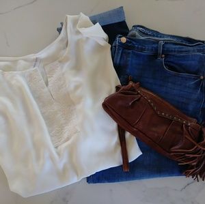 Cream Tunic with Decorative Neckline